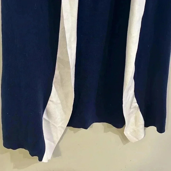 ❤️2/$30❤️[SZ1]Chico Cotton  Blend Short Sleeve Blue Cardigan with Cream Trim - Picture 3 of 5